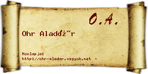 Ohr Aladár névjegykártya